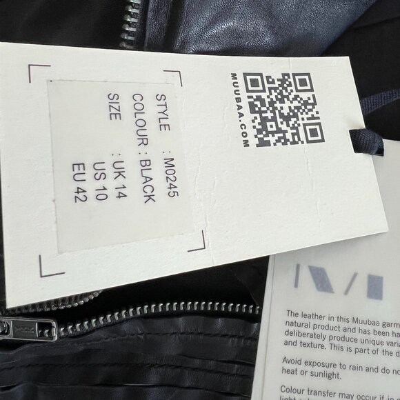 NWT black leather MUUBAA jacket size US10 UK14 EU42 - Picture 5 of 15